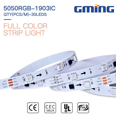 12V / 24V 30les / M 6W 5050RGB SMD LED Strip Light UCS1903-8